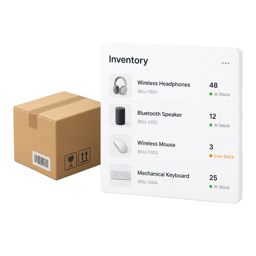 Inventory list with stock levels