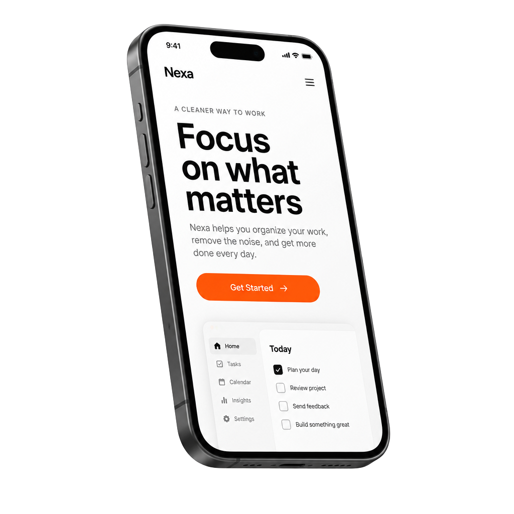 Landing page shown on a phone