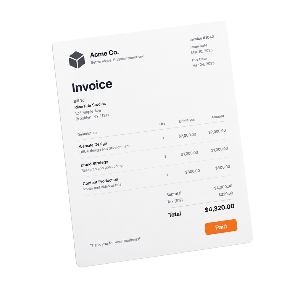 Quote and invoice document